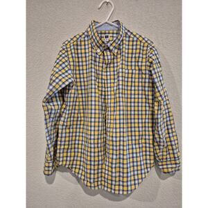 Janie and Jack Boys Size 6 Plaid Button-Down Long Sleeve Dress Shirt Yellow Blue